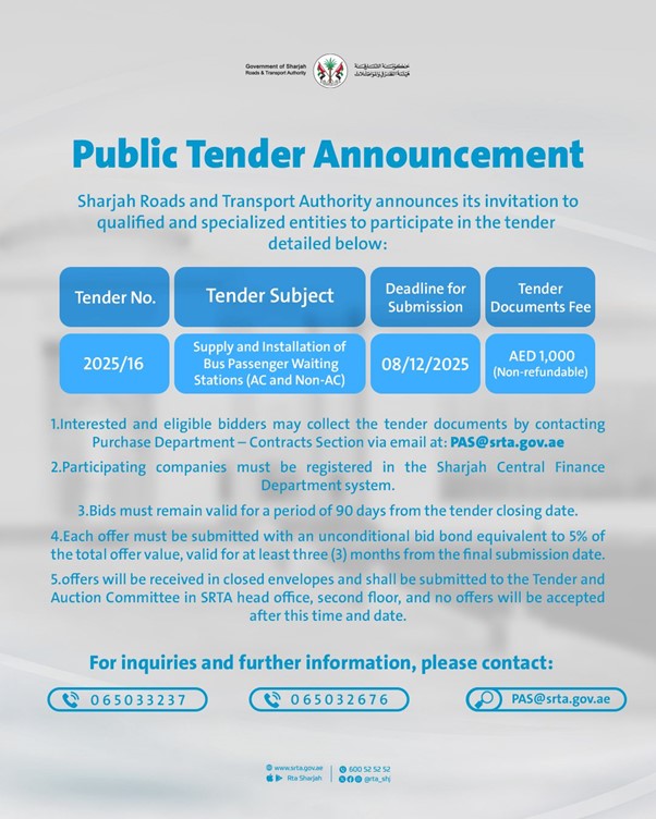 SharjahRTAAnnouncesOpeningPublicTenderEN